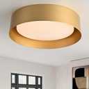 Bargeni Flush Mount Ceiling Light, 12.5 inch LED Ceiling Light Fixture, Polished Gold Finish, Dimmable/3000K/18W, Outdoor Flush Mount Lighting Fixture