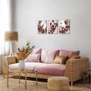 Visual Art Decor Butterly Wall Art Butterly Pictures Woman Teen Girl Room Decor, Farmhouse Kitchen Bathroom Bedroom Living Room Wall Decor, 12x16inchx3 Pieces, Framed Canvas Prints (Pink)