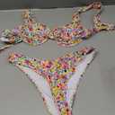 SOLY HUX Women's Floral Print Bathing Suit Underwire Bikini Sets Two Piece Swimsuit, Size M