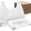 Yoojahow 60 Pcs Take out Bags Bulk with Cardboard Bottom and Soft Handles Half Tray Catering Bags 14" x 11.5" x 5" Catering Boxes for Shopping, Business, Carry out, Restaurant