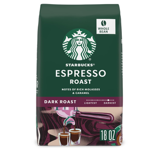 Starbucks Whole Bean Coffee, Dark Roast Coffee, Espresso Roast, 100% Arabica, 1 bag (18 oz)