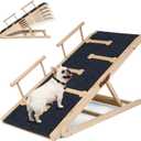 Dog Ramp for Bed, Non-Slip Pet Ramp with 5 Adjustable Heights, Portable Foldable Wooden 40" Long Pet Stairs for Small & Large Old Dogs & Cats - Lightweight & Easy Storage