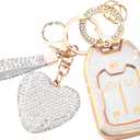 FT FUNTOR Key Fob Cover for Chevy GMC Acadia Silverado Sierra,Premium TPU Key Fob Protector with Metal Keychain&Screwdriver (5 Buttons, 5-gold White)