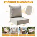 Patio Furniture Cushion Set, 24 x 24 x 6 Replacement Outdoor Chair Cushions for Patio Furniture with Removable Cover, Buckle straps, 30D High Density Sponge Filling Wicker Chair Cushion, Beige