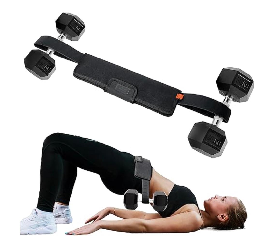 Exercise Hip Thrust Belt - KARROBOU Portable Band Adjustable Anti-Slip Exercise Bridge Belt for Dumbbells, Kettlebells, Plates, Hip Thruster for The Gym Home Workout
