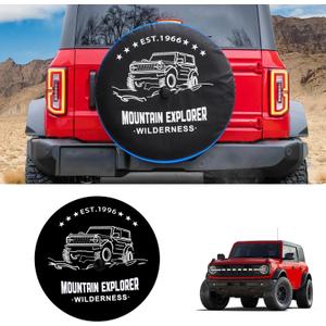 32 Inches Spare Tire Covers for Ford Bronco Base, Big Bend, Black Diamond, Outer Banks 2/4 Door 2025 2024 2023 2022 2021, Wheel Tyre Protectors with Backup Camera Hole Exterior Accessories
