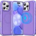 Meifigno Magnetic Case Designed for iPhone 16 Pro Max, [Luxury PU Leather] [Compatible with Magsafe] [Metal Button] Protective Phone Case Compatible with iPhone 16 Pro Max (2024) 6.9", Purple 2Pcs