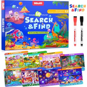 Search and Find Activity Books for Kids Ages 3-5, Travel Games Toys for Car Airplane, Road Trip Activities for Kids Games 4-8, Preschool Learning Activities,Educational Seek, Christmas Birthday Gifts
