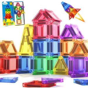 Magnetic Tiles for Toddlers Magnetic Blocks Portable STEM Building Kids Toys Ages 3-8, Preschool Outdoor Toy Classroom Must Haves Travel Gifts Magnet Block Toys for 3 4 5 6 7 8 Year Old Boys and Girls