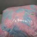 chovy Kids Girls Faux Fur Purple Rainbow Comforter Sets Twin/Full - 3PC Bed Set Soft Warm Comfortable Classical Rabbit Plush Velvet Flannel Fluffy Fuzzy Bedding（Comforter x 1 Pillowcases x 2）