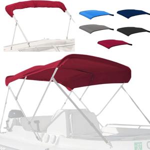 4 Bow Marine Grade Fade and Crack Resistant Bimini Top Replacement Cover, Heavy-Duty Waterproof and UV-Proof Boat Canopy, Easy Install Zipper Sleeves (Without Frame), Burgundy, 8'L 91"-96" W