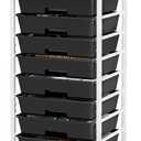 Homde Rolling Storage Drawer Cart: 8-Drawer Sort to Clear Desk & Dresser Clutter - Anti-Fall Smooth Glide Prevents Spill-Out During Daily Grab - Lockable Wheels Keep It Steady