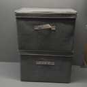 StorageWorks Fabric Storage Bins with Lid, Decorative Storage Boxes for Shelves, Stackable Closet Organizer Basket with Handles, Large, Gray, 2-Pack