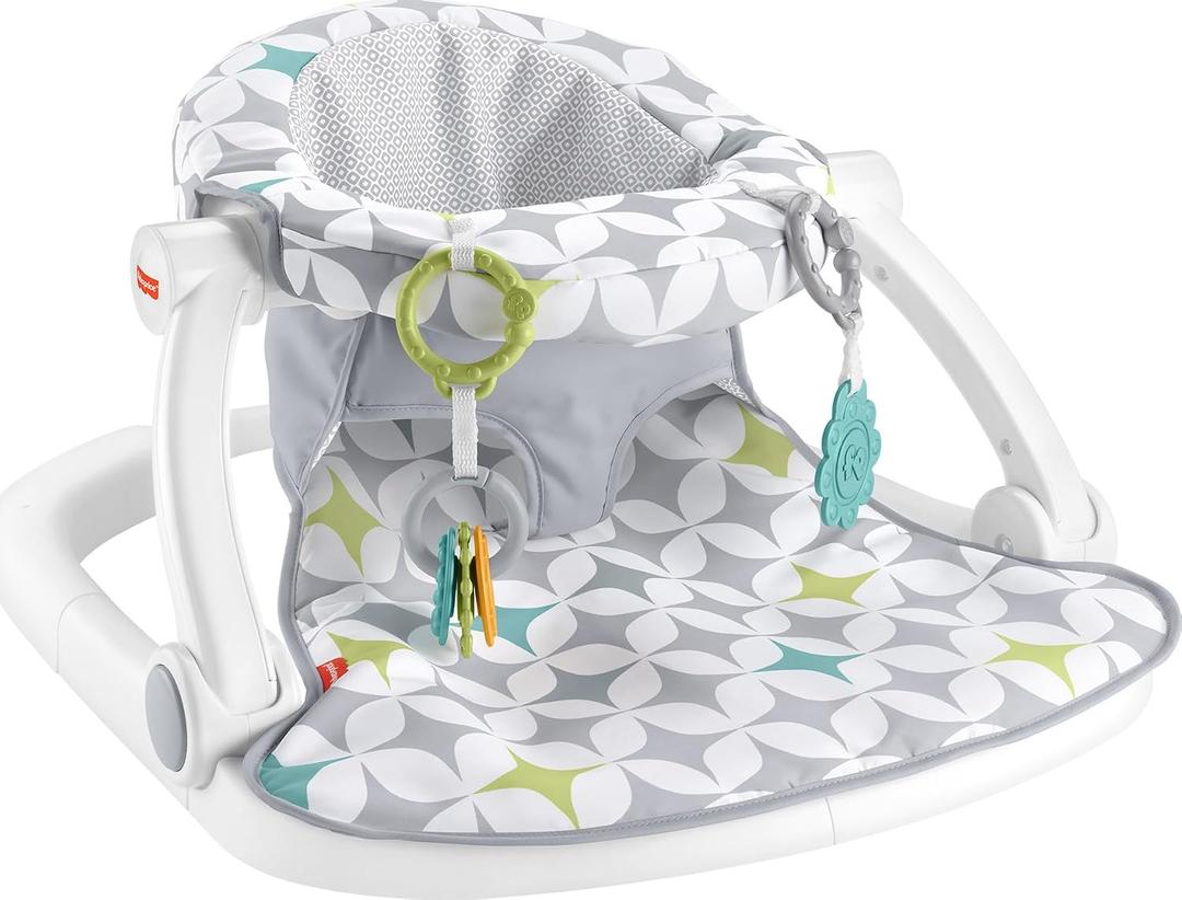 Fisher-Price Portable Baby Chair Sit-Me-Up Floor Seat With Developmental Toys & Machine Washable Seat Pad, Starlight Bursts