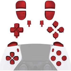 eXtremeRate Replacement Full Set Buttons Compatible with ps5 Edge Controller, Scarlet Red D-pad Share Options Home Face Buttons R1 L1 R2 L2 Triggers Compatible with ps5 Edge Controller