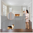 Reinforced 42" Extra Tall x 75" Wide Retractable Baby Gates with Support Rods - Prevent Crawling Under Extra Tall Pet Gate Indoor Mesh Baby Gates for Dogs Outdoor Retractable Gate, Gray