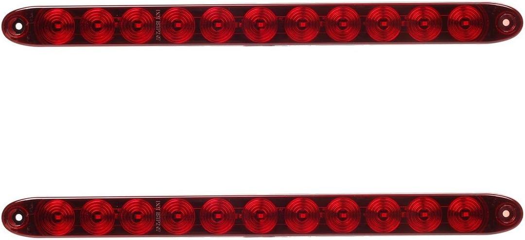 Partsam 2PCS Red 15" 11 LED Trailer Light Bar Sealed Stop Turn Tail Park Third 3rd Brake Light Truck Trailer Marker ID Bar Waterproof DOT Compliant
