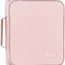 SUNEE Zippered Binder Bag with Handle, 2-Inch 3-Ring O-Ring, 500-Sheet Capacity, Includes Zip Pocket, 5-Tab Expanding File Folder, Multi-Pocket Organizer Binder for Middle School, Pink Lotus