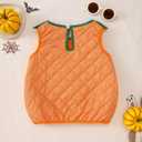 Ritatte Toddler Baby Girl Boy Halloween Outfit Funny Pumpkin Face Sleeveless Shirt Embroidery Pumpkin Spooky Season Tank Tops (18-24 Months, Orange-black)