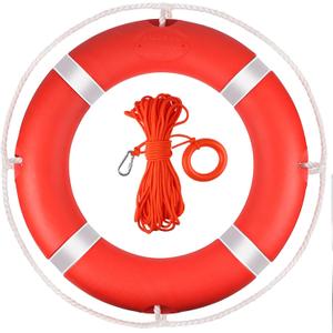 Life Ring, 23"/28" Boat Safety Throw Rings, Life Preserver Ring with Bracket and 98.5 FT Floating Rescue Rope, Outdoor Professional Throwable Flotation Device
