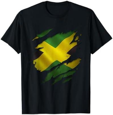 Proud Jamaican Apparel for Men Women Ripped Jamaica Flag T-Shirt S
