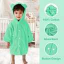 VOOVA & MOVAS Mint Green Baby Hooded Towel for Boys and Girls | 100% Cotton Newborn Towel | Ultra Soft Absorbent Infant Hooded Towel | Bear Ear, 0-24 Months for Bath Pool Beach 