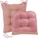 Klear Vu The Gripper Non-Slip Rocking Chair Cushion Set with Thick Padding, Includes Seat Pad & Back Pillow with Ties for Indoor Living Room Rocker, 17x17 Inches, 2 Piece Set, Red