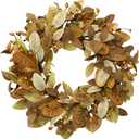 Sggvecsy Fall Wreath 19 Artificial Autumn Front Door Wreath with Wooden Dark Magnolia Leaves Pomegranate Fruits for Indoor Outdoor Home Wall Farmhouse Thanksgiving Harvest Decorations