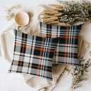 Fall Plaid Pillow Covers 18x18 Set of 2 Black Orange Check Plaid Tartan Gingham Autumn Themed Decorative Throw Pillows Outdoor Pillowcases Square Farmhouse Cushion Thanksgving Home Decor
