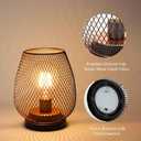 TRIROCKS Set of 4 Battery Operated Lamp LED Table Lantern, Metal Cage Cordless Lamps with LED BulbVintage Decorative Outdoor Lantern for Weddings, Parties, Patio, Events for Indoors Shelf Decor