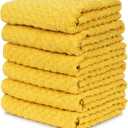 Terry Cloth Dish Towels for Kitchen - Set of 6 Absorbent Dish Cloth - Size 16 X 26 Inches Tea Towel - Decorative Fall Farmhouse Hand Dishcloths Set - Yellow Kitchen Towels