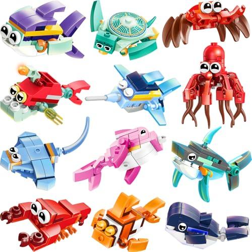 Partylamb 24 Packs Ocean Animal Building Blocks Easter Gifts for Kids Teens Boys Girls, Easter Egg Fillers Goodie Bag Stuffers Exchange Gifts Classroom Party Favors Class Prizes Birthday Gifts Ages 6+