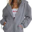 PRETTYGARDEN Women's 2026 Zip Up Y2K Hoodies Casual Long Sleeve Sweatshirts Fall Spring Track Jackets with Pockets (Gray, M)