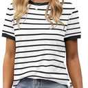 Lilicoco Womens T Shirt Short Sleeve Crew Neck Basic Color Block Tee Tops, Extra Large 