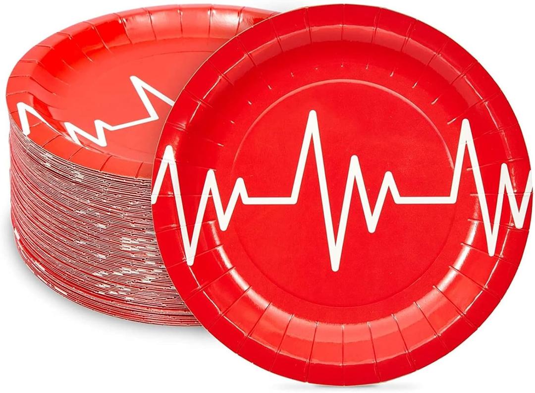 Nurse Graduation Party Supplies, Red Paper Plates (7 In, 80 Pack)