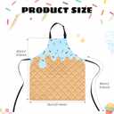 Ice Cream Parlor Apron, Cute Cones Colored Sprinkles Apron for Women with Adjustable Neck, Pockets Home Kitchen
