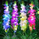 Solar Garden Lights, Solar Delphinium Flowers Lights 4 Pack 80 LEDs, Waterproof Outdoor Light Two Lighting Modes for Outside Wedding Party Garden Yard Patio Lawn Decor (Multicolor)