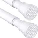 White Tension Curtain Rod for Windows 28 to 48 inch, Adjustable Expandable Pressure Spring Curtain Rod No Drilling, 7/8" Curtain Rod for Bedroom Doorway Closet Door