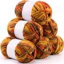 Timgle 6 Skeins Autumn Chunky Yarn Velvet Chenille Yarn Each 50g/ 5.3 oz