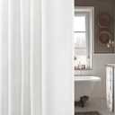 Linen Shower Curtain White, Fabric Boho Farmhouse Shower Curtains for Bathroom Cotton Natural Cloth Liner Set 72" W x 78" L