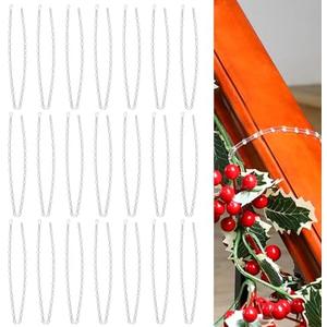 Cinnvoice 20pcs Valentine's Day Garland Ties Clear Plastic Banister Garland Ties Decorative Reusable Soft Anti Scratch Garlands Hanger for Mantel Fences Home Xmas Holiday Craft Wrapping (16inch)