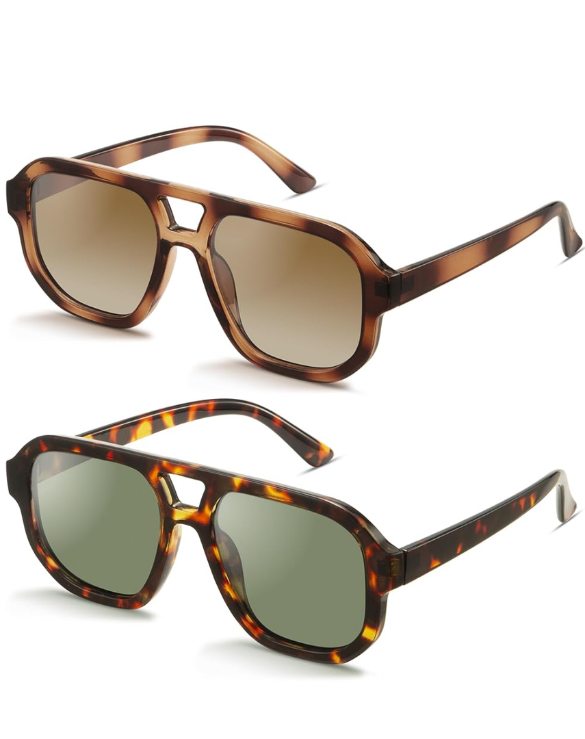livho Trendy Polarized Square Aviator Sunglasses Women Men Square Eyewear Frame, Retro Sun Glasses for Women Men 2025 Shades