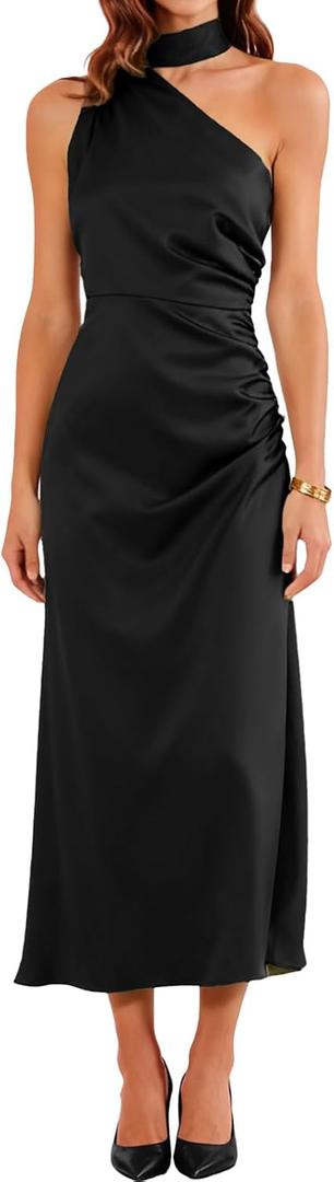 RIHOAS Women's Formal Dress, Elegant Wedding Guest Bridesmaid Cocktail Gown for Spring Summer Garden Party Evening Fiesta (Black)