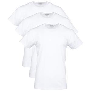 Gildan Men's Cotton Stretch T-Shirts, Multipack, Artic White (Crew 3-Pack), Medium
