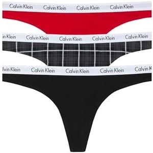 Calvin Klein womens Carousel Logo Cotton Stretch Thong Panties, Multipack, Small