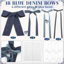 18 Pcs Denim Bow Wall Decoration DIY Bow Photo Backdrops Vintage Blue Jean Bows Wreath Garland Party Decorations for Denim Birthday Baby Shower Bachelorette Wedding Anniversary Bedroom Decor