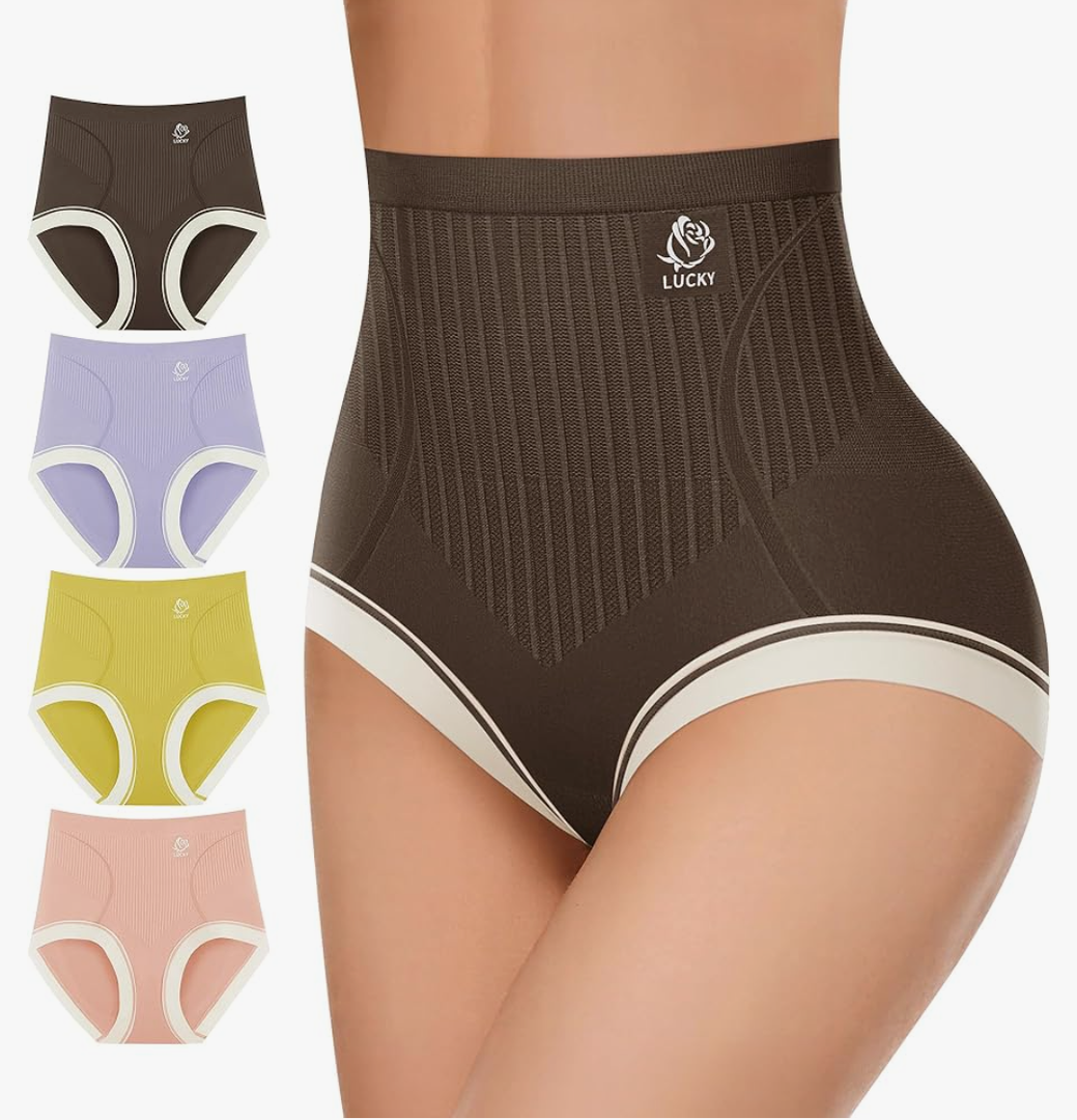 Women's High Waisted Underwear Tummy Control Ladies Panties Postpartum Briefs Breathable Full Coverage 4 Pack XL