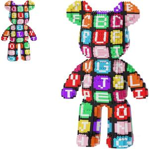 VIIOVOIIV Teddy Number Graffiti Bear Micro Building Blocks Set(16.9inches) Christmas Bear Winktoys Building Blocks Gift for Adult