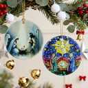 2 x Christian Gifts: Nativity Scene Christmas Ornaments | Holy Family Christmas Decor, Christian Religious Decor, Religious Gifts for Baptism, Faith Festival Keepsakes