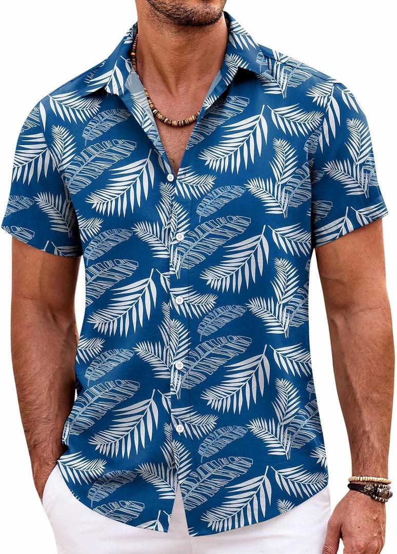 COOFANDY Mens Hawaiian Shirts Short Sleeve Casual Button Down Beach Vacation Summer Shirt (XXXL)